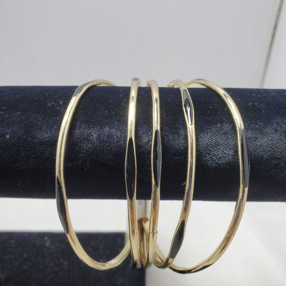 Mystique 5pc gold with black bangle bracelet set - Picture 2 of 5
